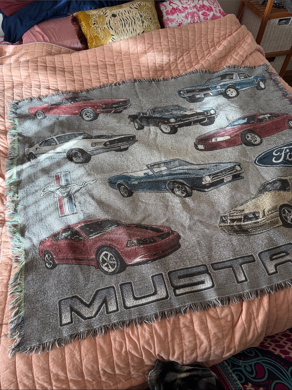 Ford Mustang Graphic Throw Blanket - Multi-Color